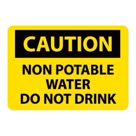 National Marker Co NMC OSHA Sign, Caution Non-Potable Water Do Not Drink, 10in X 14in, Yellow/Black C361PB